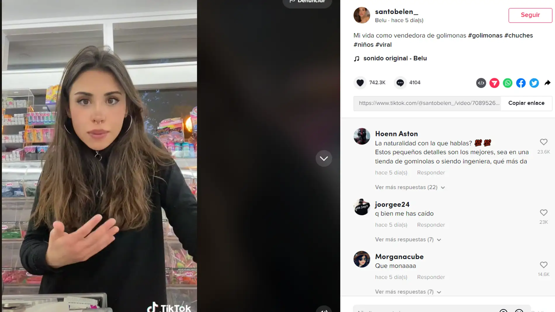 Una vendedora de golosinas TikTok