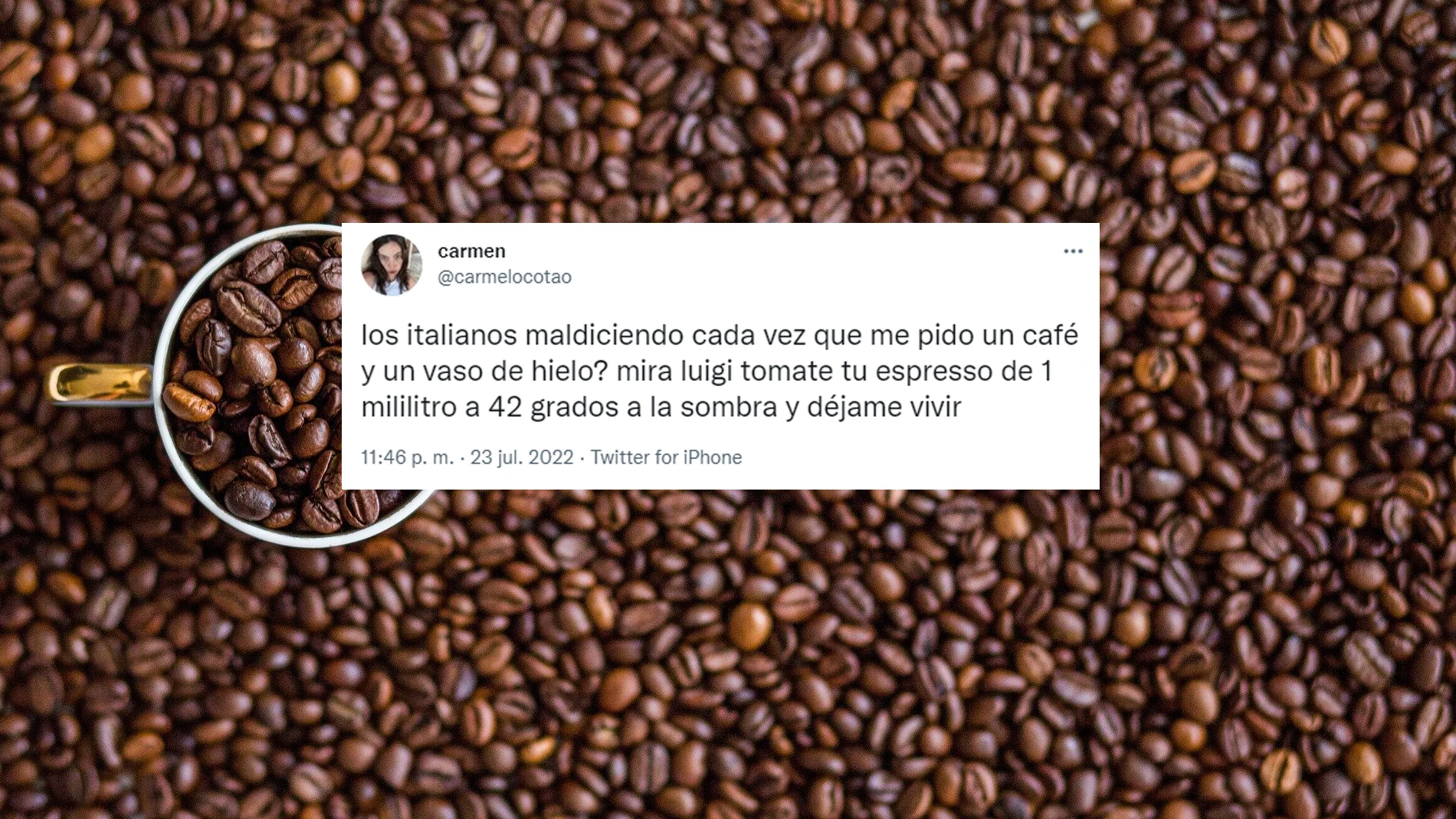 El tuit viral sobre caf&eacute; con hielo e Italia que ha dado la vuelta al mundo
