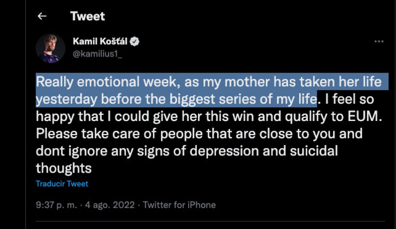 El tuit donde Kamil daba la terrible noticia, y que ha levantado un vendaval