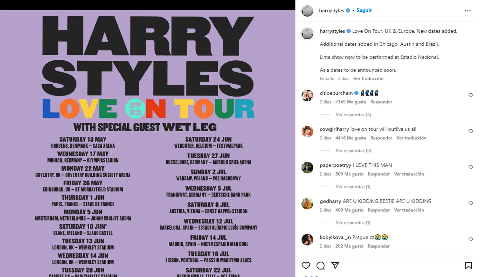 Harry Styles actuará en Madrid y Barcelona en su próxima gira &#39;Live On Tour 2023&#39;