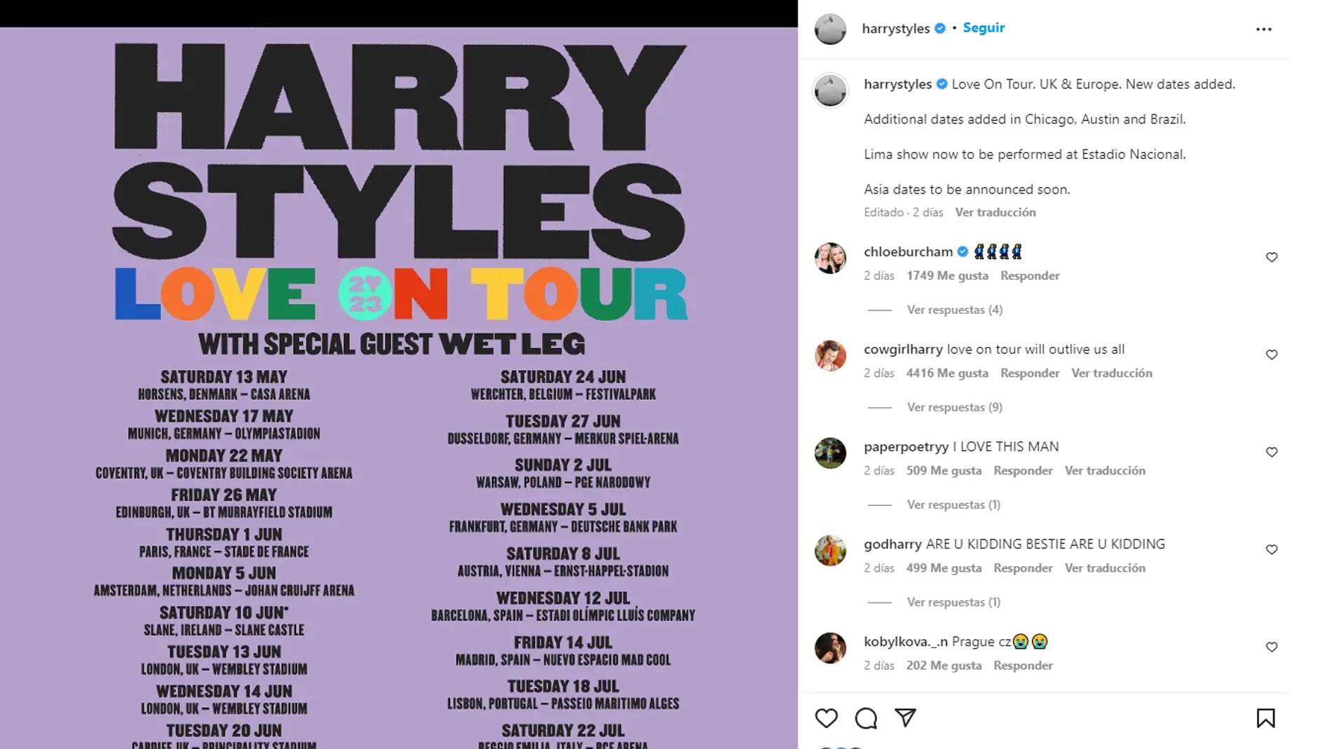 Harry Styles actuará en Madrid y Barcelona en su próxima gira 'Live On Tour 2023'