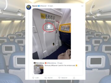 Una pasajera de Ryanair comparte su supuesto asiento 'con ventana' y la respuesta de la compañía se hace viral