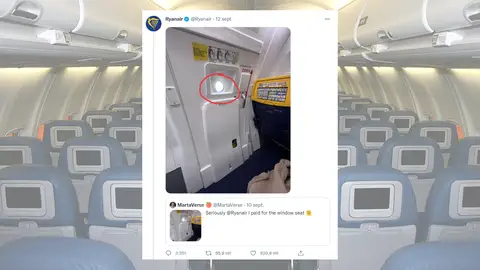 Una pasajera de Ryanair comparte su supuesto asiento 'con ventana' y la respuesta de la compañía se hace viral Una pasajera de Ryanair comparte su supuesto asiento 'con ventana' y la respuesta de la compañía se hace viral