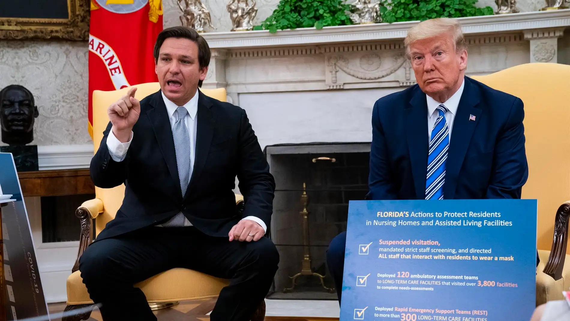 El gobernador de Florida, Ron DeSantis, junto al expresidente Donald Trump