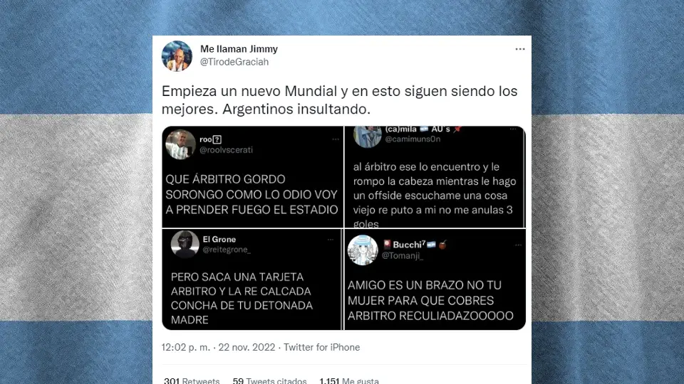 Insultos de fans Argentinos en Twitter