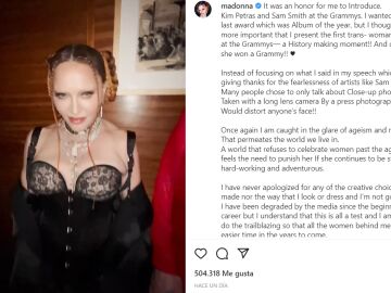 Madonna en su post de Instagram.