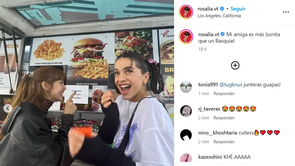 Rosalía y Lisa en una publicación de Instagram de la española