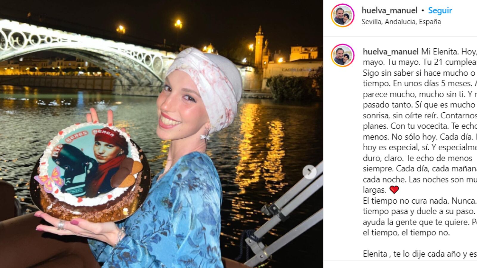 Los emotivos mensajes de los padres de Elena Huelva por su 21 cumpleaños: 