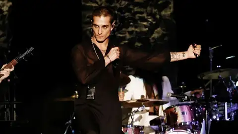 Damiano David de Maneskin en un concierto en 2023 Damiano David de Maneskin en un concierto en 2023