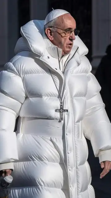 Imagen generada por la IA Midjourney del Papa Francisco con anorak Imagen generada por la IA Midjourney del Papa Francisco con anorak