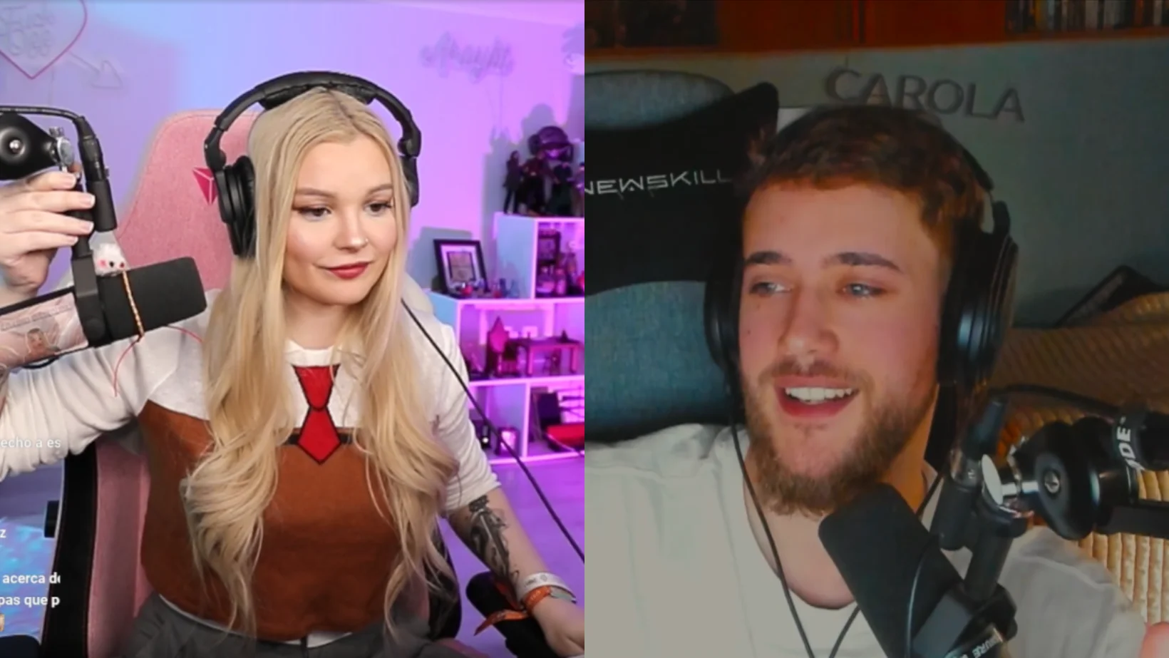 Aroyitt y Carola en sus respectivos streams