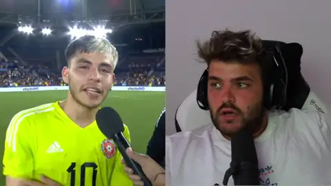 Rivaldios durante el Partidazo de Youtubers 4; y Guanyar en uno de sus streams Rivaldios durante el Partidazo de Youtubers 4; y Guanyar en uno de sus streams