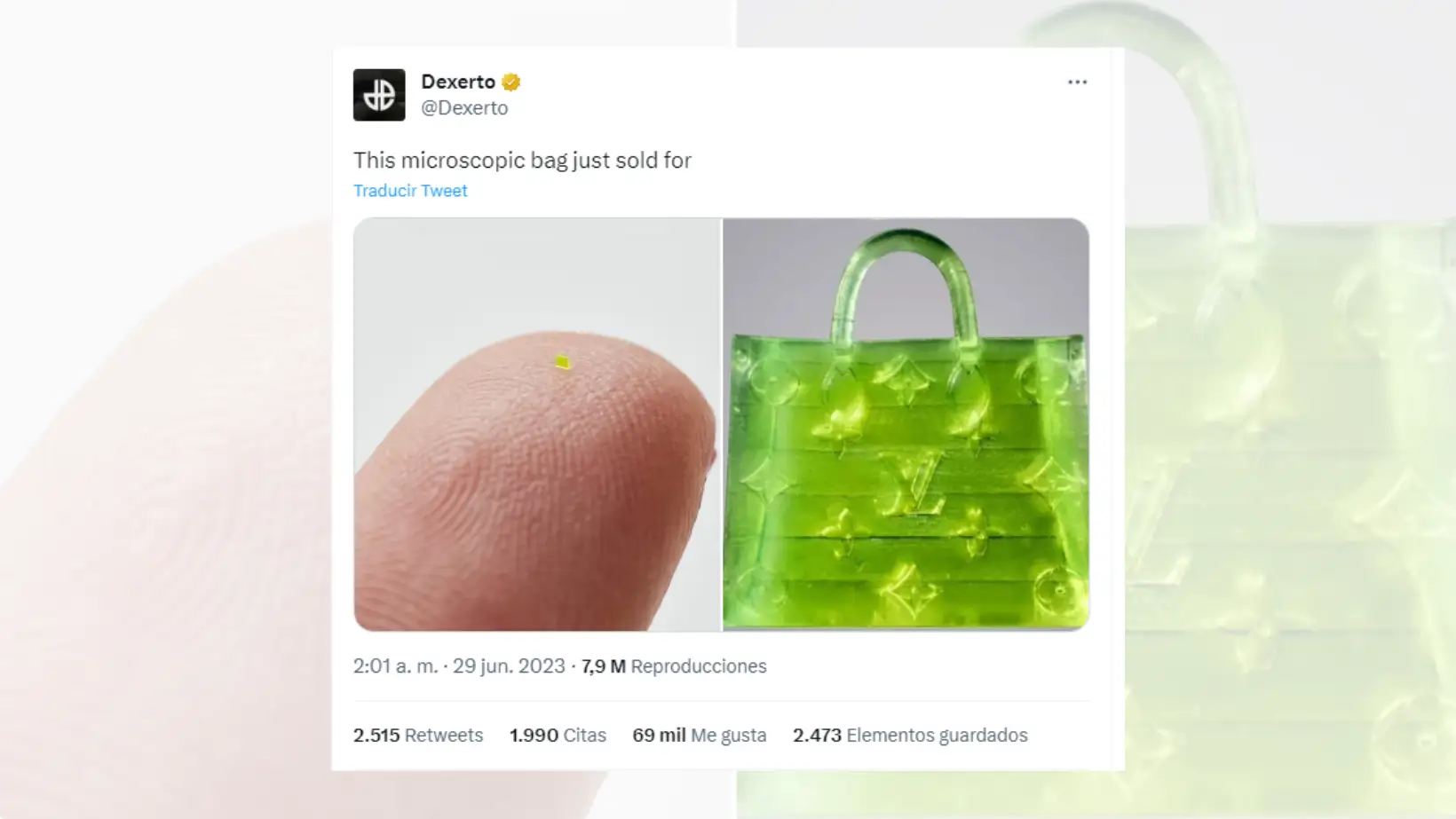Tuit viral sobre la venta del bolso microscópico