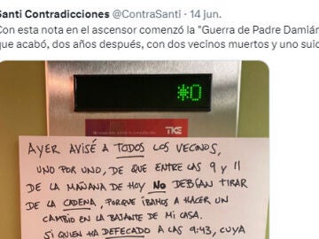 La nota m&aacute;s escatol&oacute;gica dejada en el ascensor de un edificio
