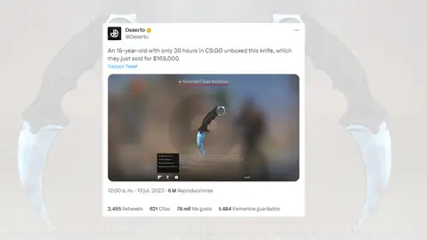 Tuit viral informando sobre el cuchillo que ha logrado vender este joven de 18 años. Tuit viral informando sobre el cuchillo que ha logrado vender este joven de 18 años.