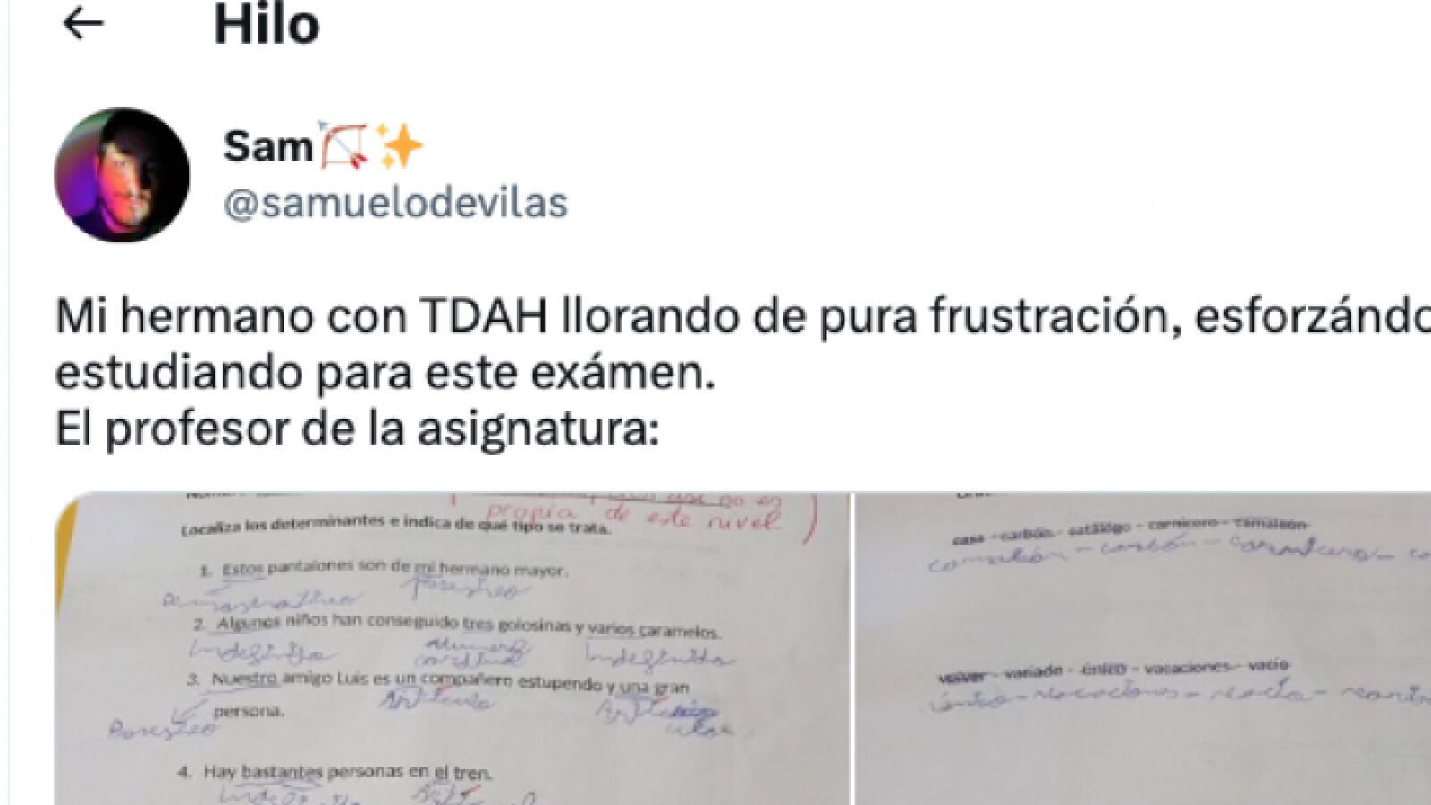 El desagradable comentario de un profesor ante la respuesta de un alumno con TDAH en un examen: 