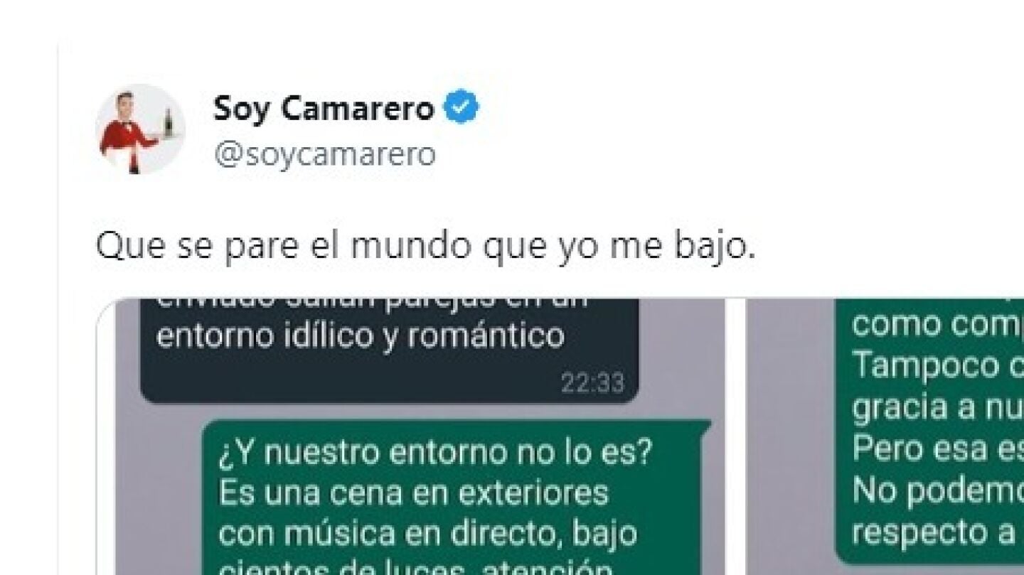 Tuit de @soycamarero