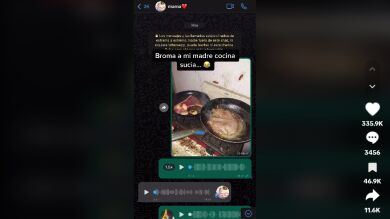 Le gasta una broma a su madre haciéndole creer que está comiendo en una cocina llena de cucarachas: 