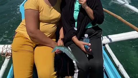 Un pez volador roba el teléfono móvil de una turista Un pez volador roba el teléfono móvil de una turista