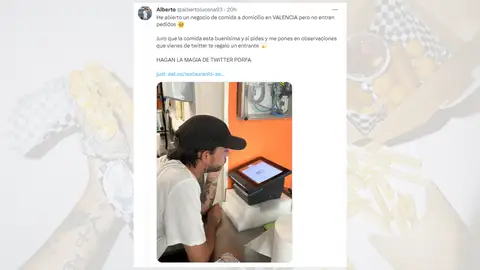 Tuit viral del dueño de un restaurante pidiendo ayuda en redes. Tuit viral del dueño de un restaurante pidiendo ayuda en redes.