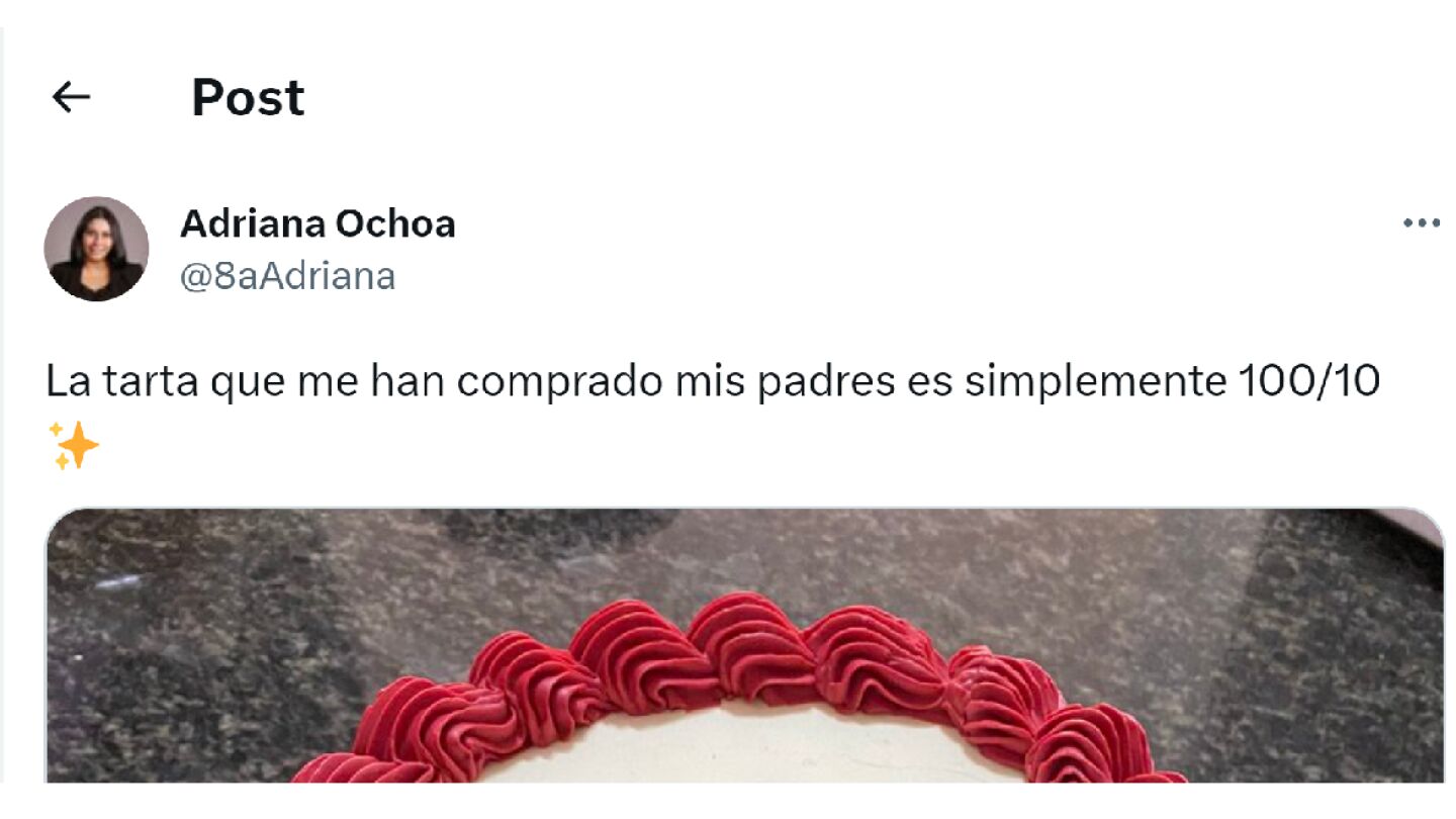 Pantallazo del tuit de @8aAdriana