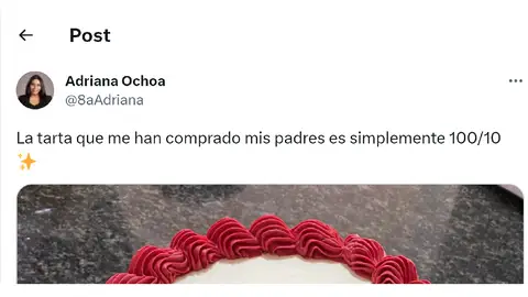 Pantallazo del tuit de @8aAdriana Pantallazo del tuit de @8aAdriana