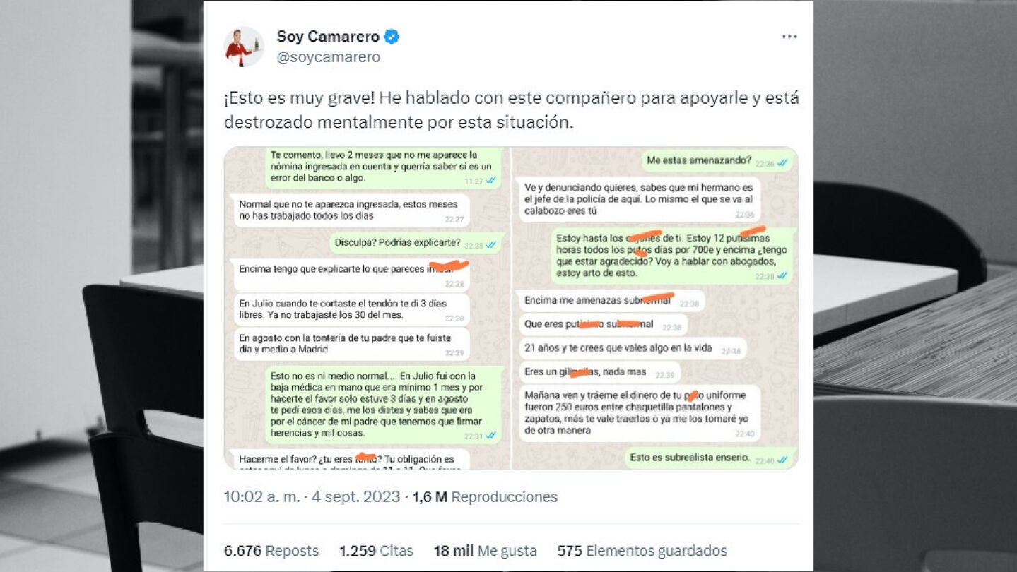 Comparte con @soycamarero la indgnante conversaci&oacute;n de WhatsApp que tuvo con su jefe