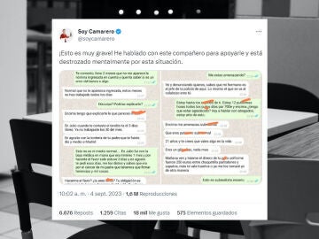 Comparte con @soycamarero la indgnante conversaci&oacute;n de WhatsApp que tuvo con su jefe