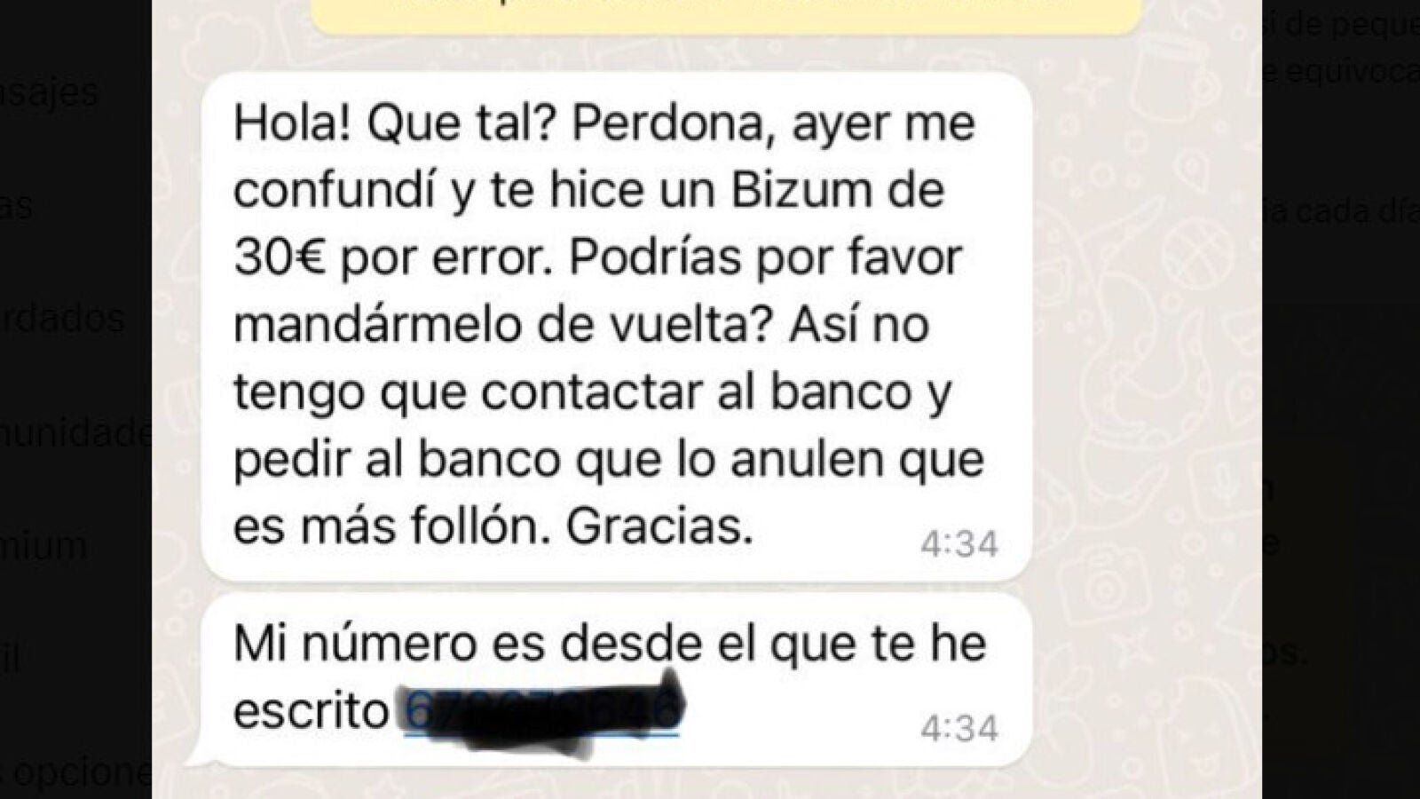 Se equivoca de teléfono al hacer un Bizum, le manda un WhatsApp a la persona y todos están aplaudiendo la respuesta