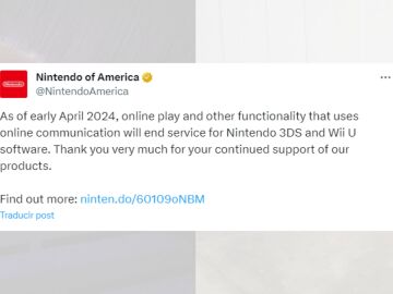 Tuit anunciando el fin de las conexiones online en la Nintendo 3DS y la Wii U.