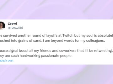 Tuit de uno de los trabajadores de Twitch, sobre los despidos de la plataforma.