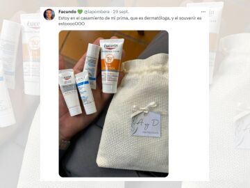 Tuit viral sobre el regalo de invitados de su prima dermatóloga.