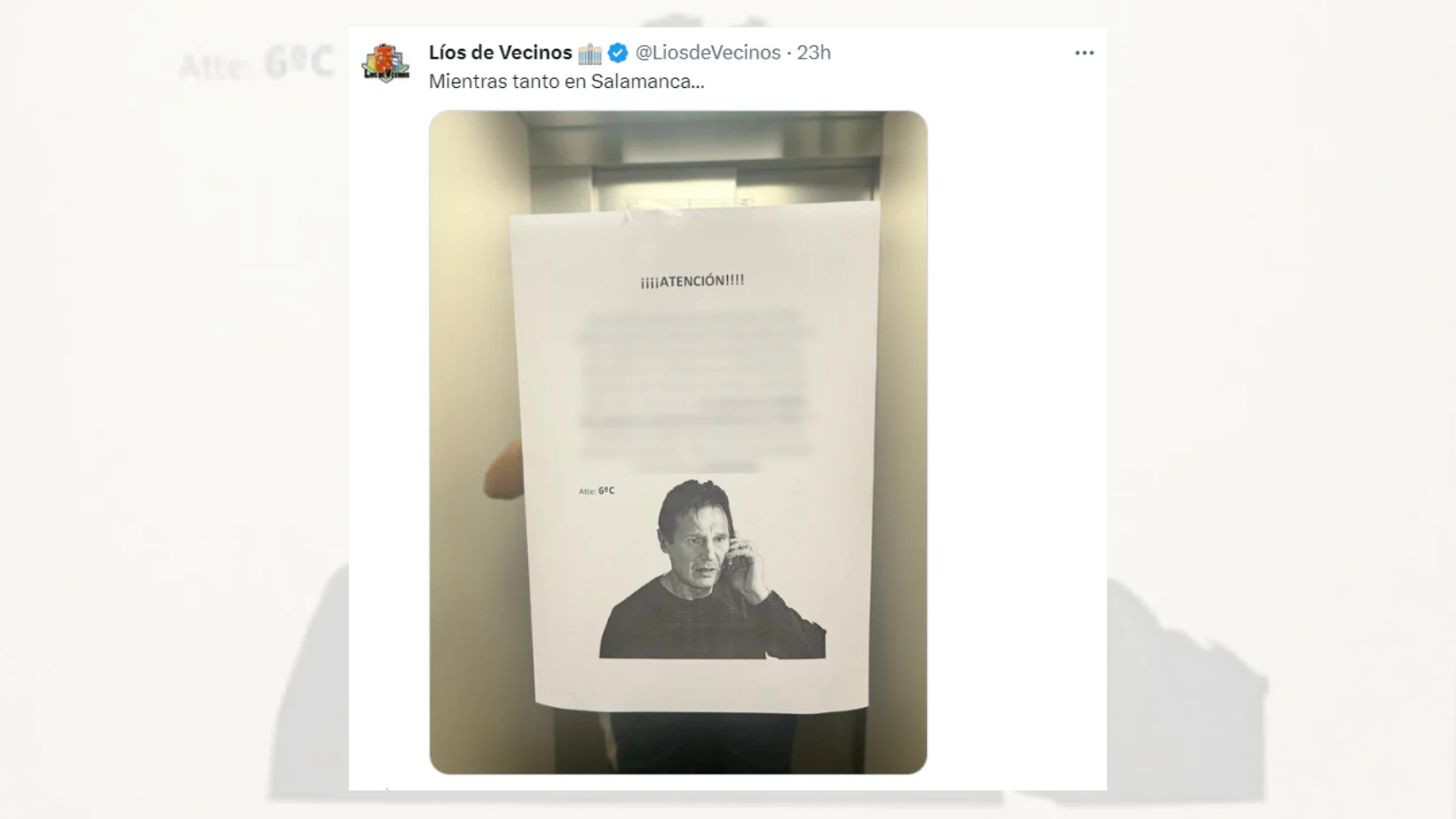 Tuit sobre el mensaje que le han dejado en el ascensor a un vecino. Tuit sobre el mensaje que le han dejado en el ascensor a un vecino.