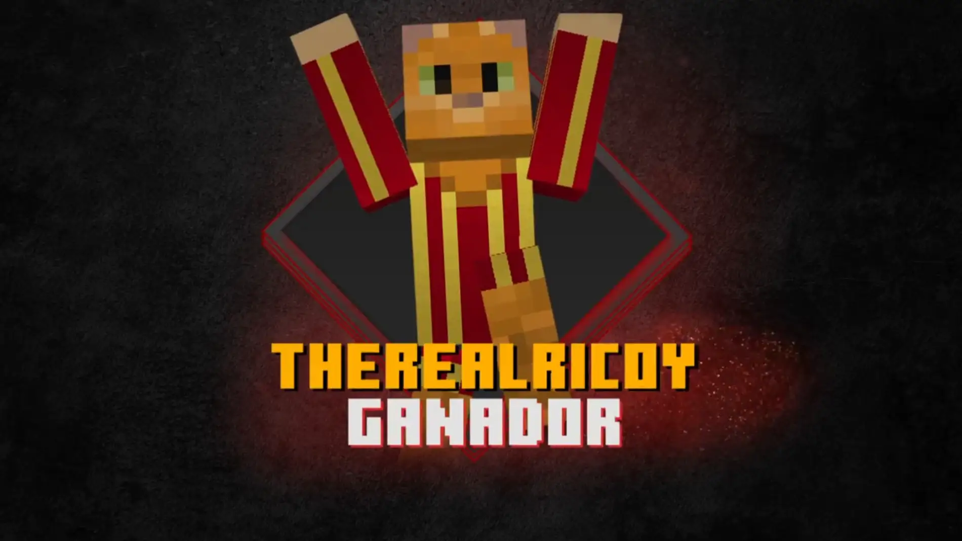 Cartel que anuncia a Ricoy como ganador de Minecraft Extremo 2