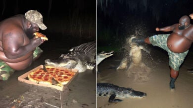 Un hombre comiendo pizza y peleando con caimanes: El origen del meme de Gumbo Slice