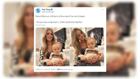 Tuit sobre Paris Hilton y su hijo. Tuit sobre Paris Hilton y su hijo.