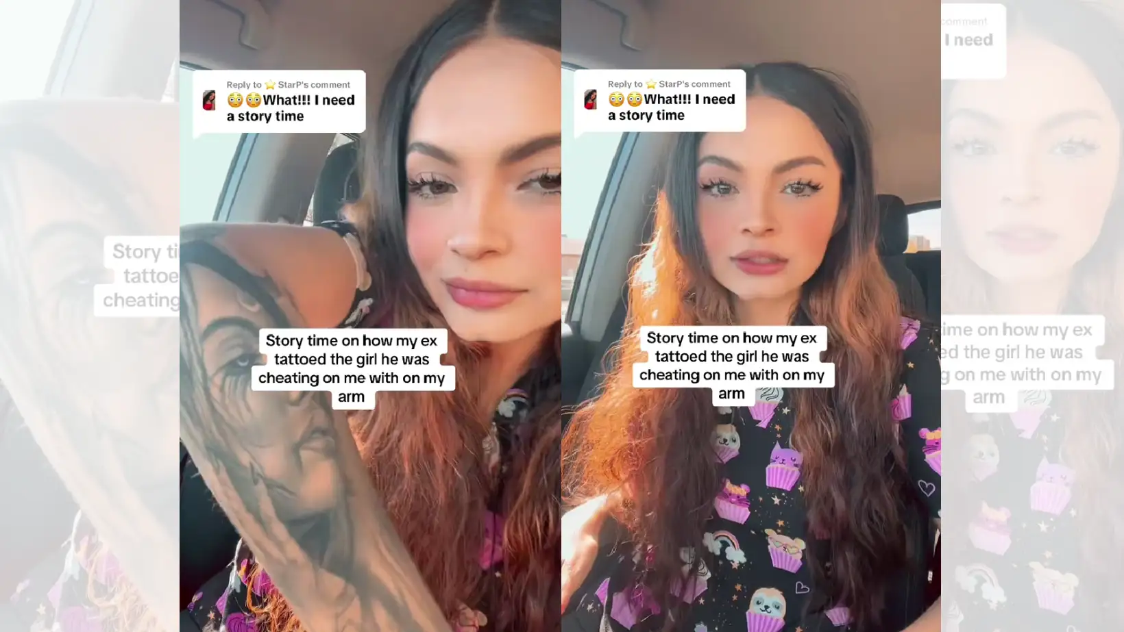 TikTok viral de la chica a la que su ex le tatuó la cara de su amante.