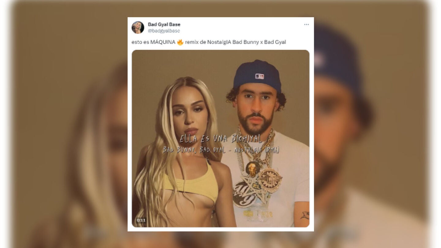 Tuit sobre la canci&oacute;n de Bad Bunny con Bad Gyal creada por IA.