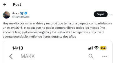 Una tuitera abre la carpeta de drive que tenía con su expareja y se lleva una sorpresa: 