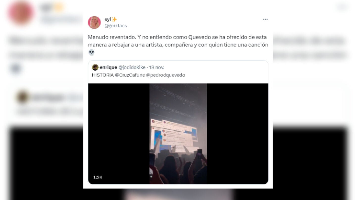Tuit sobre Cruz Cafun&eacute; y Quevedo.