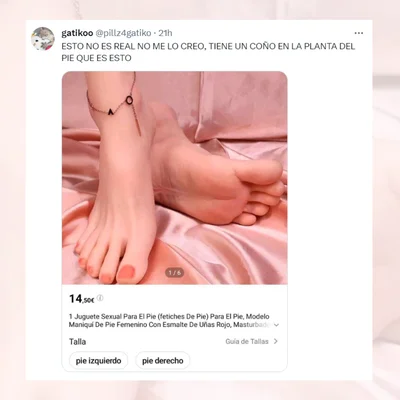 Tuit viral sobre el juguete sexual para fetichistas de pies.