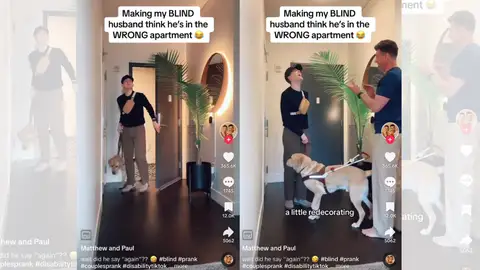 TikTok en el que le hace una broma a su novio ciego. TikTok en el que le hace una broma a su novio ciego.