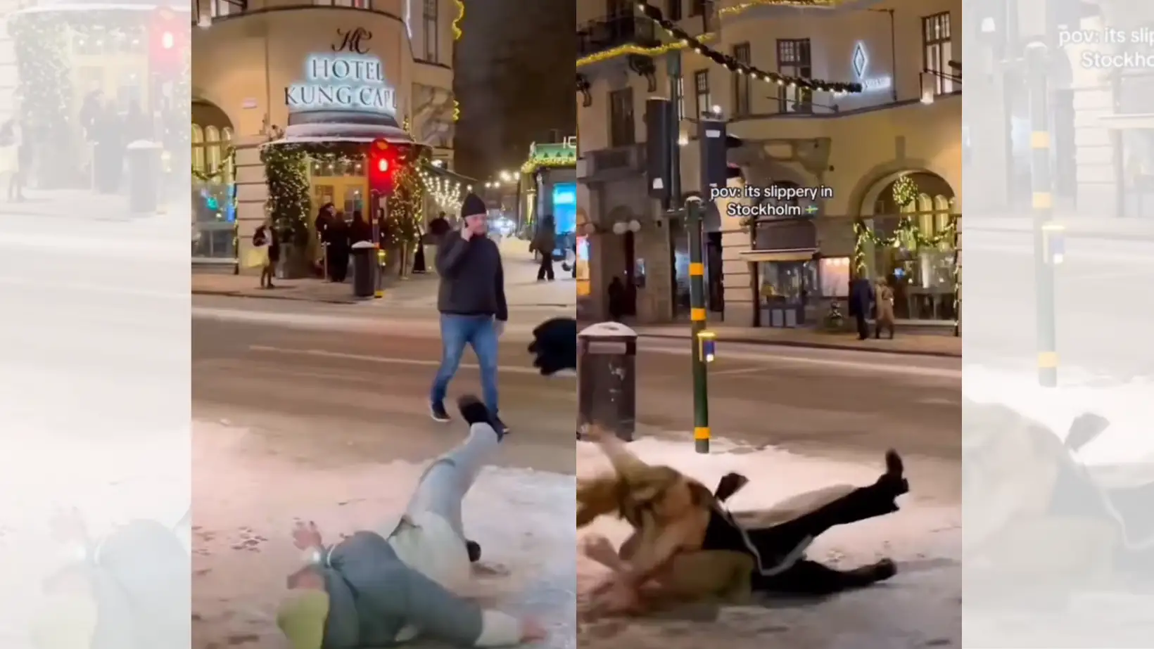 TikTok viral sobre las caídas que han sufrido en Estocolmo por el hielo.