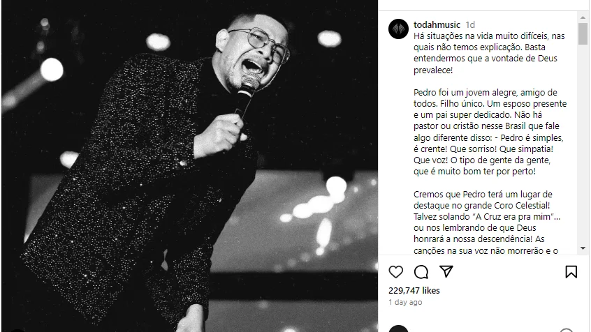 Muere el cantante de gospel brasileño Pedro Henrique Muere el cantante de gospel brasileño Pedro Henrique