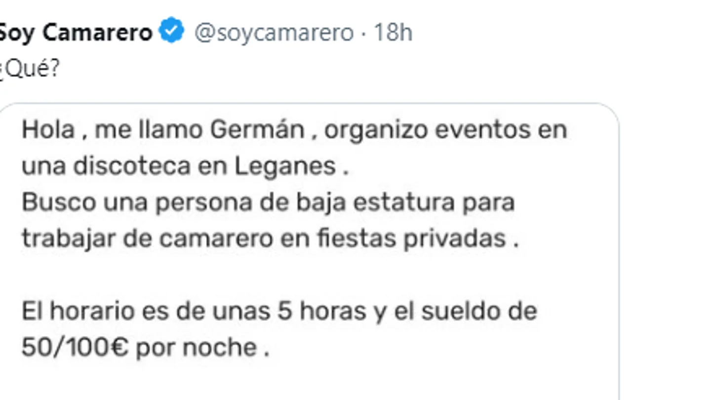 Comparte esta oferta de trabajo e indigna a todo el mundo Comparte esta oferta de trabajo e indigna a todo el mundo