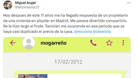 El dueño de un piso en alquiler le contesta 11 años después El dueño de un piso en alquiler le contesta 11 años después