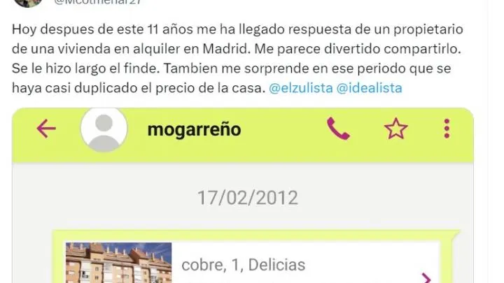El dueño de un piso en alquiler le contesta 11 años después El dueño de un piso en alquiler le contesta 11 años después