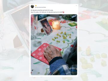 Tuit viral sobre el abuelo que decidi&oacute; comerse 24 uvas en Noche Vieja.