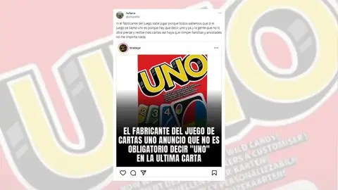 Tuit viral sobre las normas del juego UNO. Tuit viral sobre las normas del juego UNO.