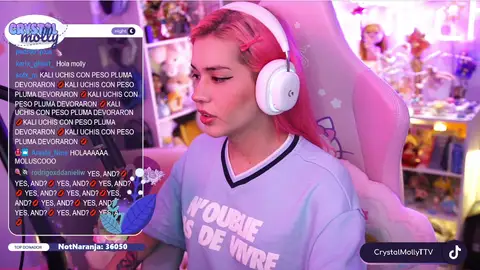 CrystalMolly durante uno de sus streams. CrystalMolly durante uno de sus streams.